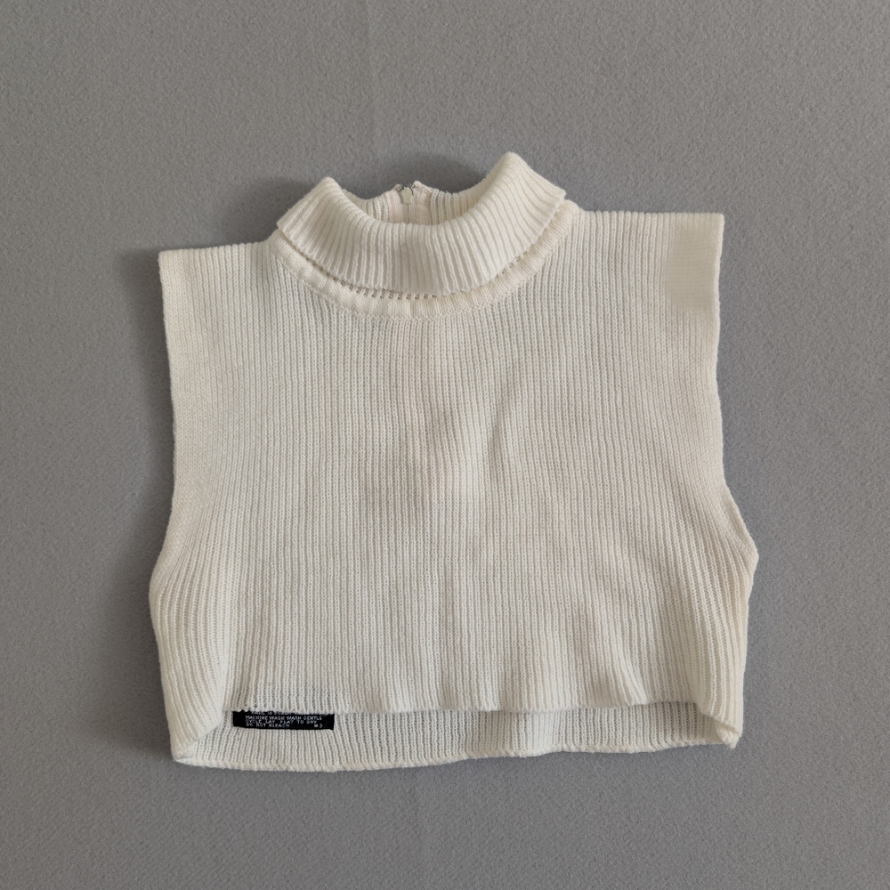 Vintage Cropped Mockneck Sweater Top Ribbed Quarter Zip Acubi Knit Vest S image 5